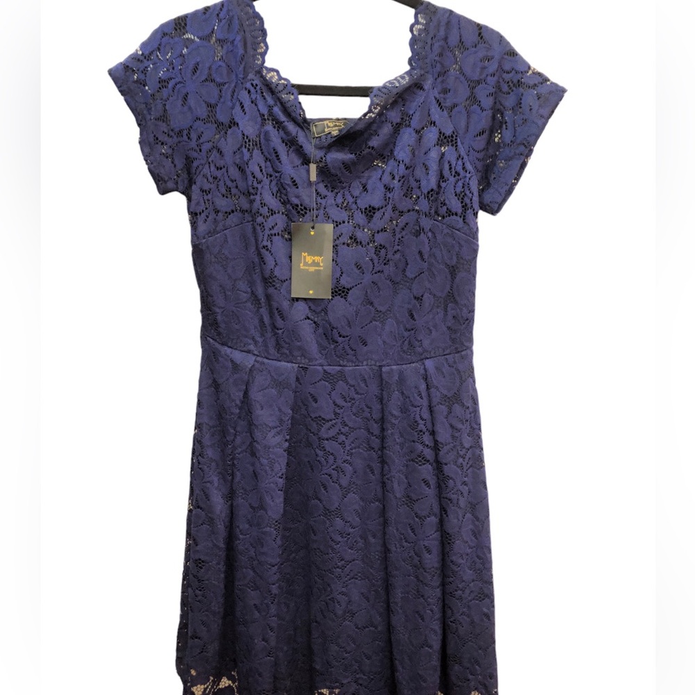 #011 MISSMAY Women's Vintage Floral Lace Short Sleeve Boat Neck Cocktail. - Picture 8 of 9